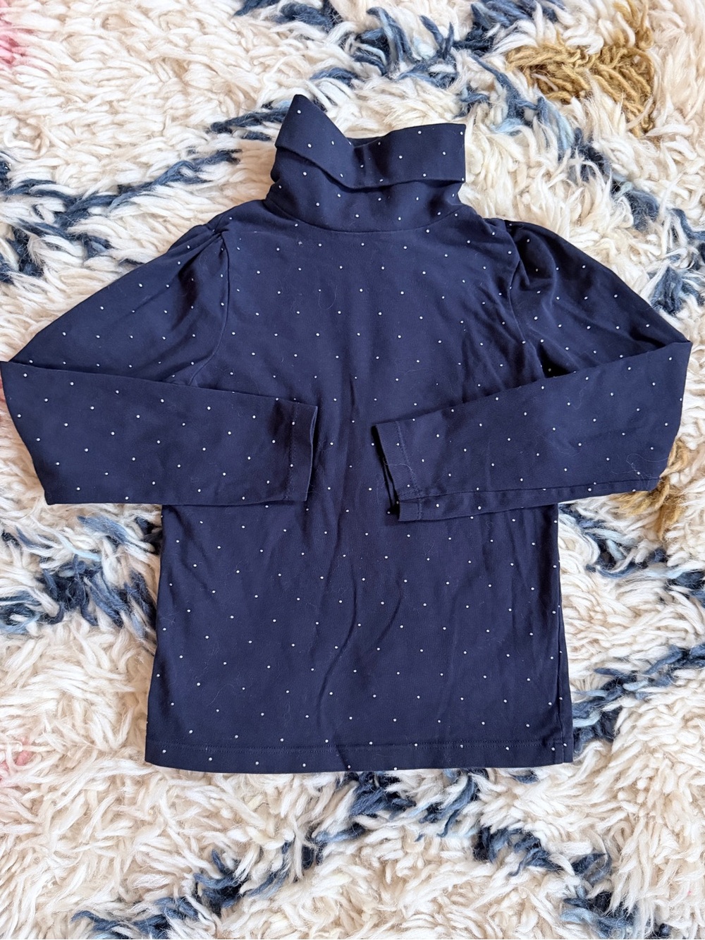 Jacadi Girls Navy/White Dot Long-Sleeve Turtleneck Top